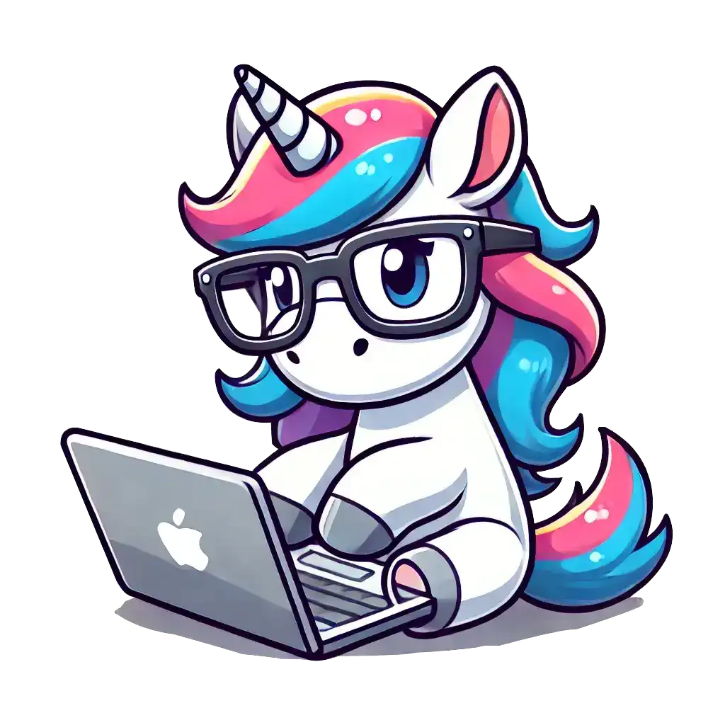 Unicorn using a laptop